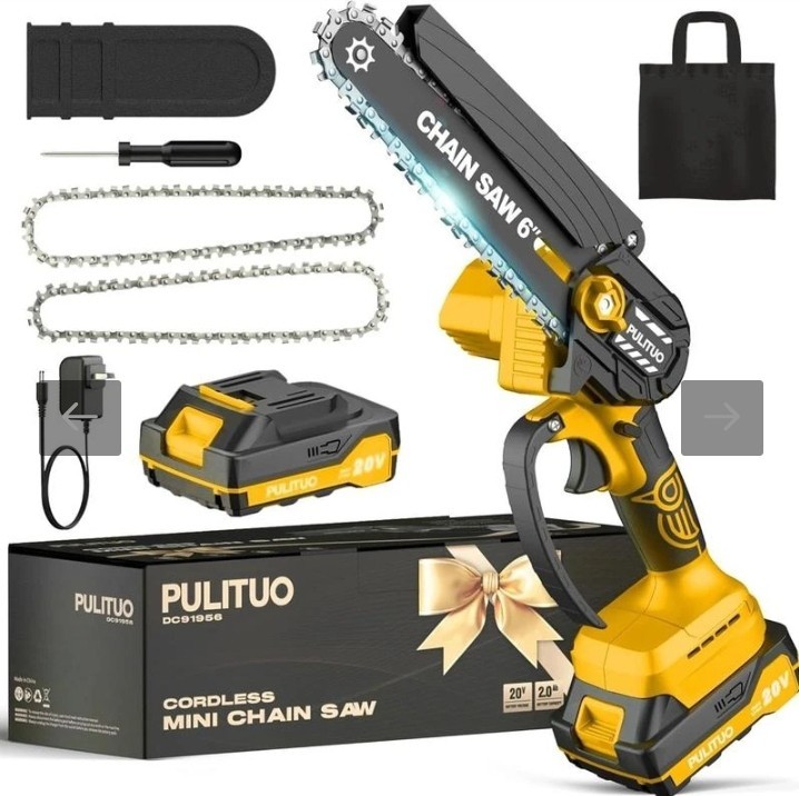 Mini Chainsaw Cordless 6 IN Brushless Battery Chainsaw Lightweight Set PULITUO gallery