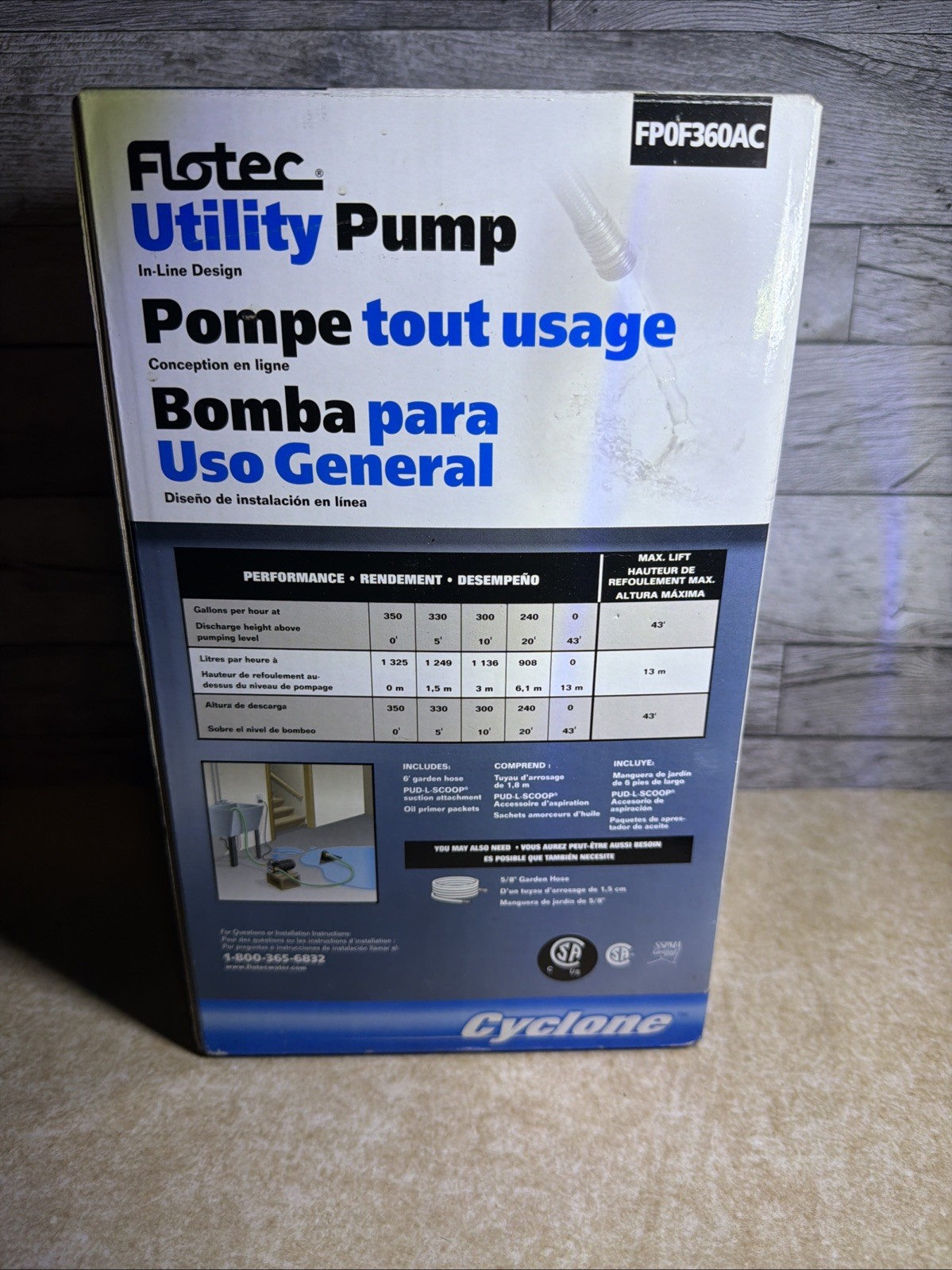 Flotec Cyclone FP0F360AC In-Line Multi-Purpose Utility Water Pump 1/12HP gallery