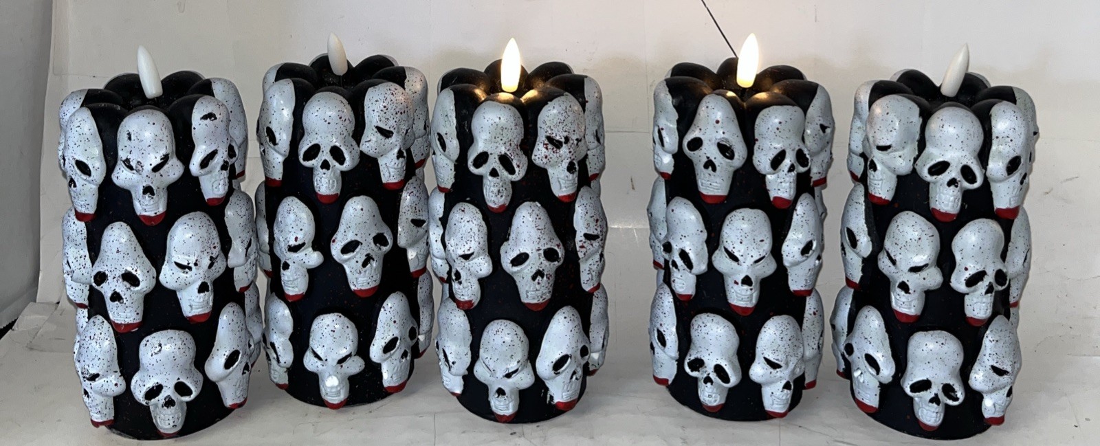 Ghost Flameless Led Candles Skulls Halloween Theme Five Lot No Batteries Include gallery