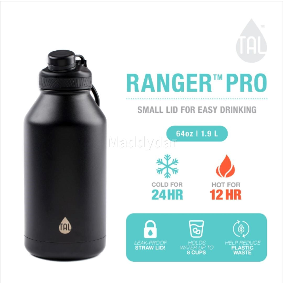 TAL Ranger 64 Oz Solid Print Stainless Steel Water Bottle With Wide Mouth Lid gallery