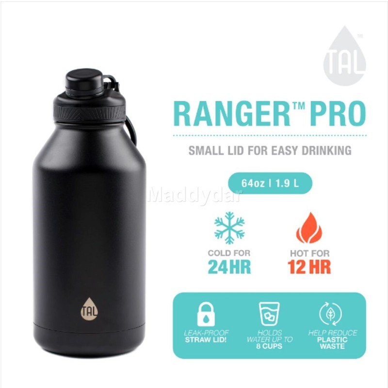 TAL Ranger 64 Oz Solid Print Stainless Steel Water Bottle With Wide Mouth Lid gallery