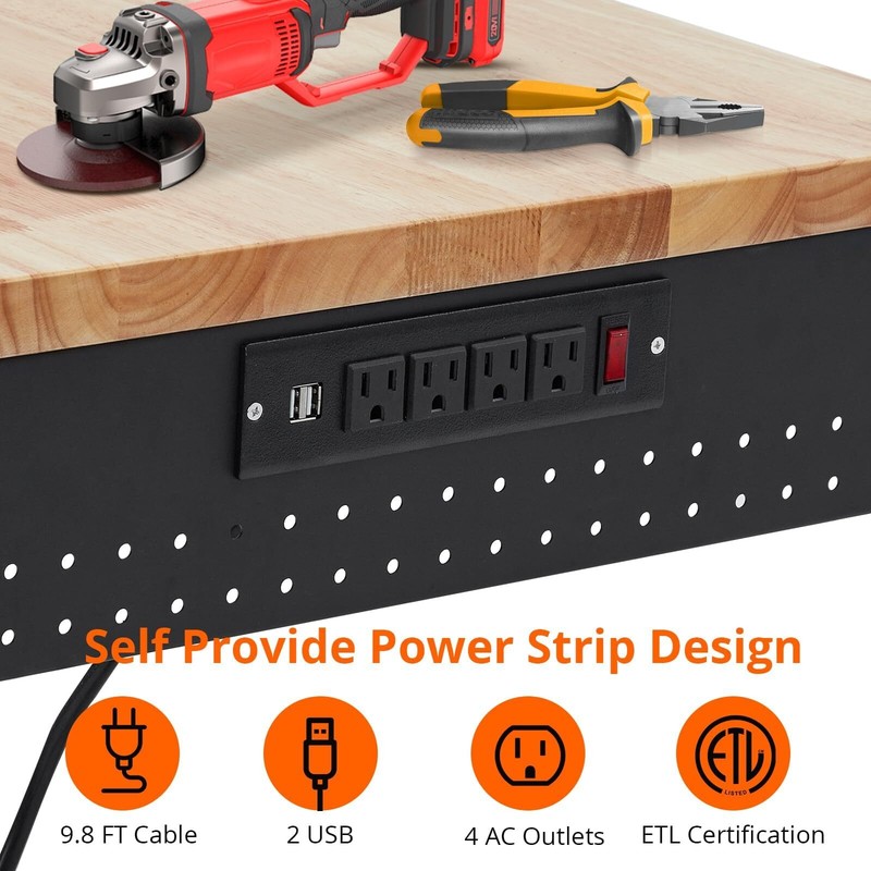 48"Adjustable Workbench Heavy Duty Work Bench ,Garage Worktable w/Power Outlet gallery