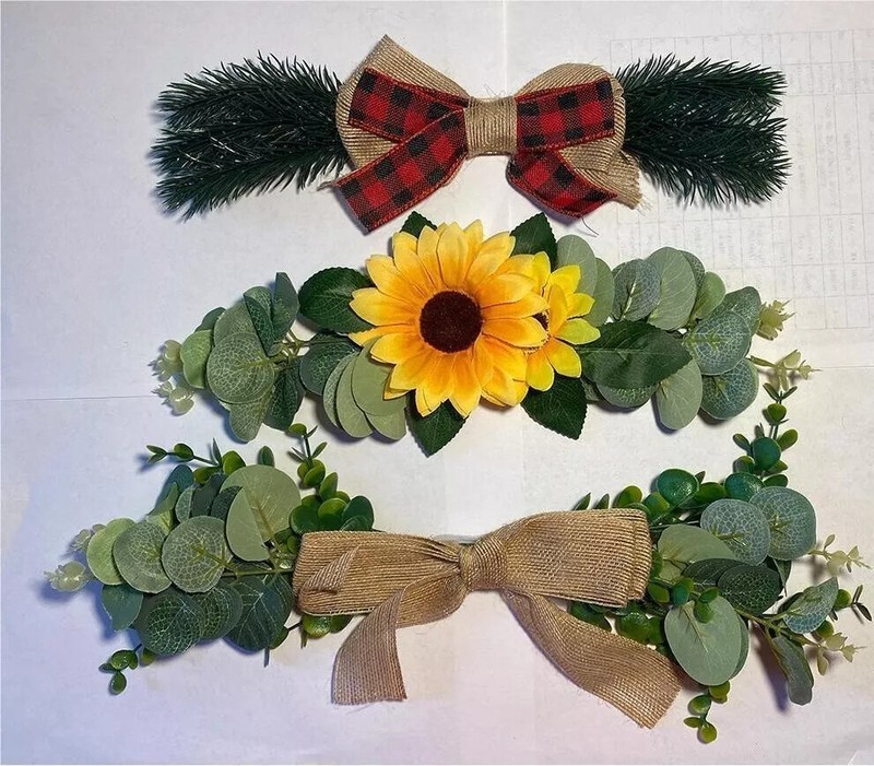 Front Door Welcome Sign Interchangeable Hanging Wreath Outdoor Wall Decor Spring gallery