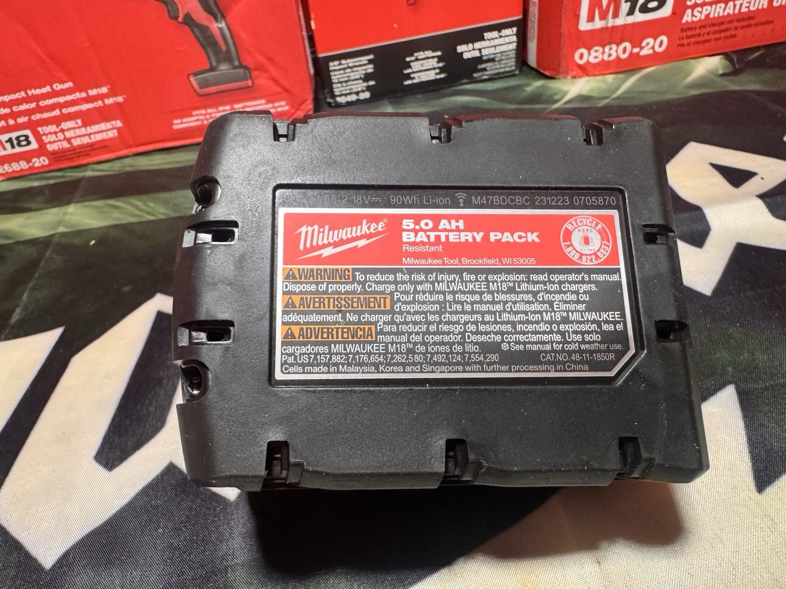 Milwaukee M18 RedLithium XC5.0 Chemical Resistant Battery 48-11-1850R gallery