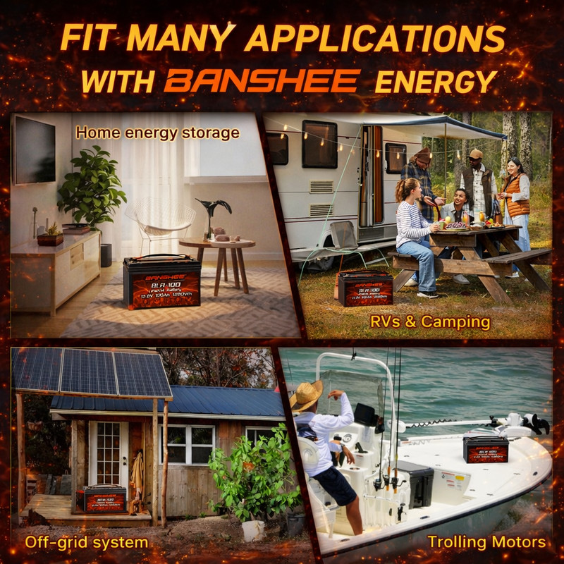 12V 100Ah LiFePO4 Lithium Battery Deep Cycles RV Marine Trolling Motors Off-grid gallery