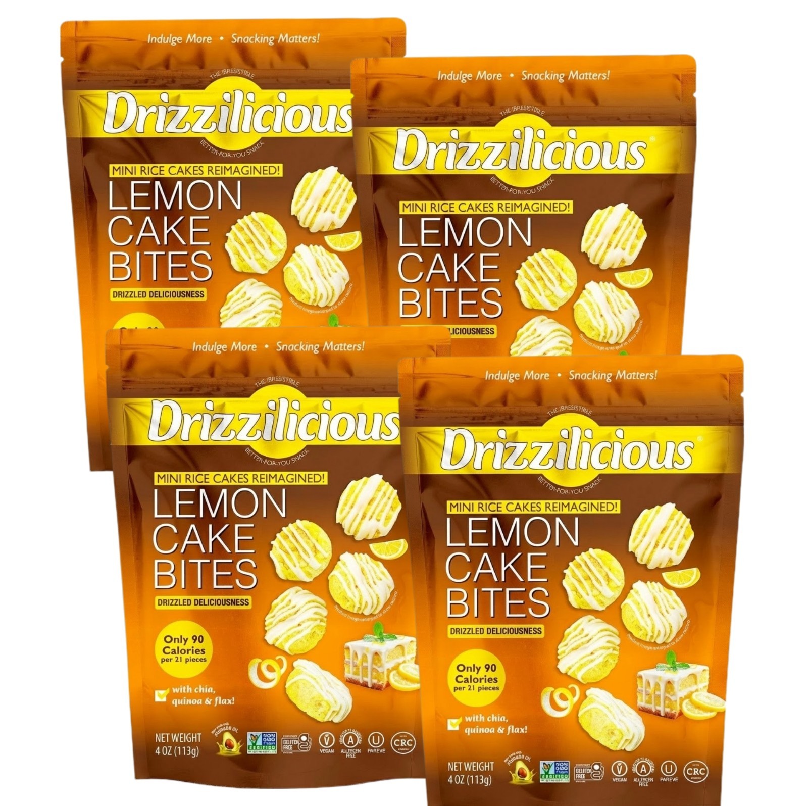 Drizzilicious Lemon Cake Bites Mini Rice Cakes Vegan Gluten Free Snacks 4oz 4Ct gallery