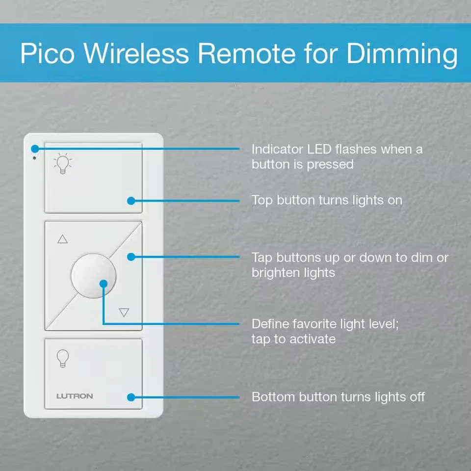 Lutron Pico Remote Control Light Switch for Caseta Wireless Dimmer Light Almond gallery