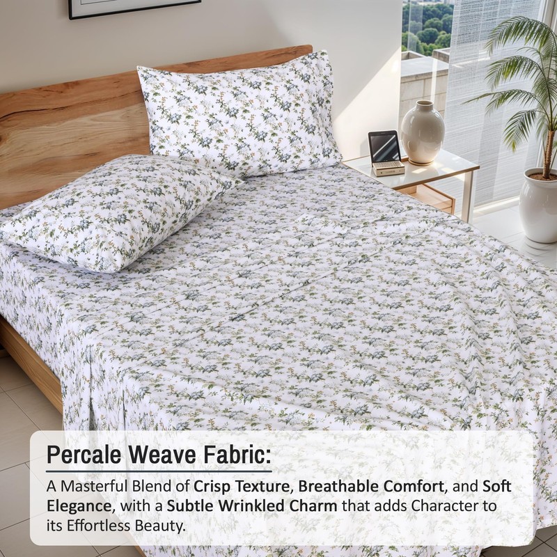 100% Cotton Percale Sheets King Size Crisp Cooling Bed Sheets for Hot Sleepers gallery