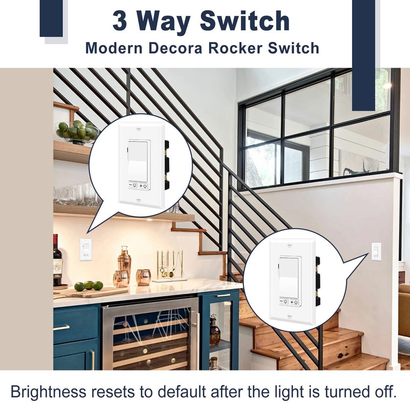 LED Decora Rocker Dimmer 3-Way Switch CFL 600W LED 150W with Wall Plate Cover ×2 gallery