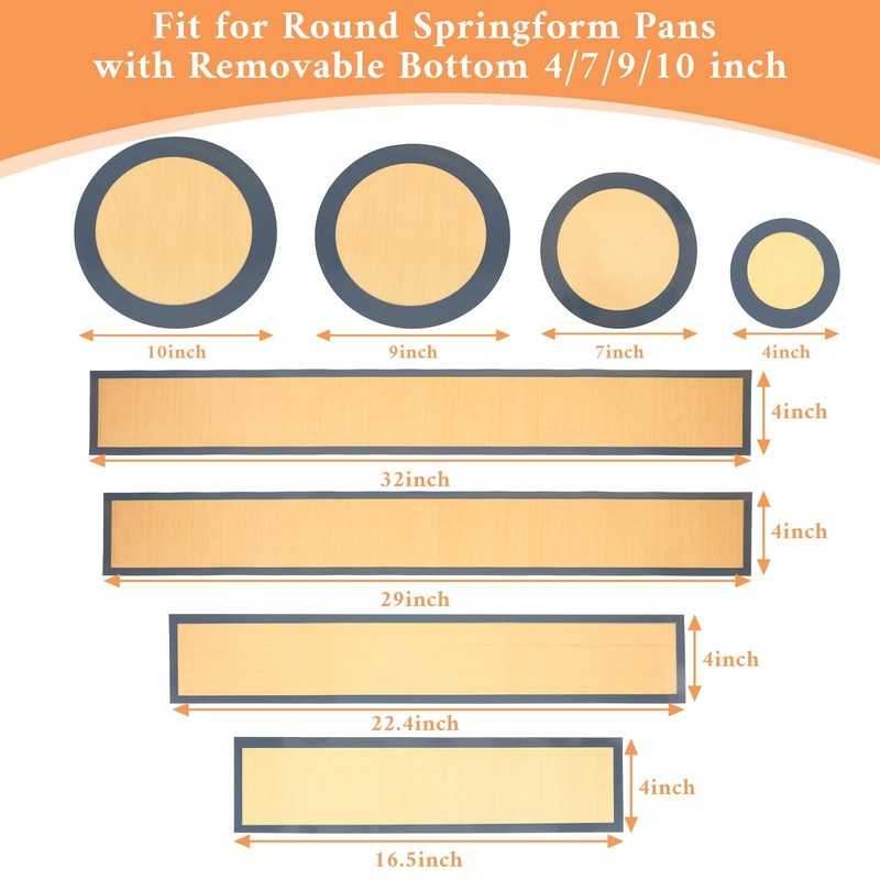 4 Set Silicone Baking Mat for Springform Pan 4/7/9/10 Inch, Prevent Cake From... gallery