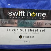 Twin Sheet Set Riyal Blue Swift Home 1800 Series 4 Piece gallery