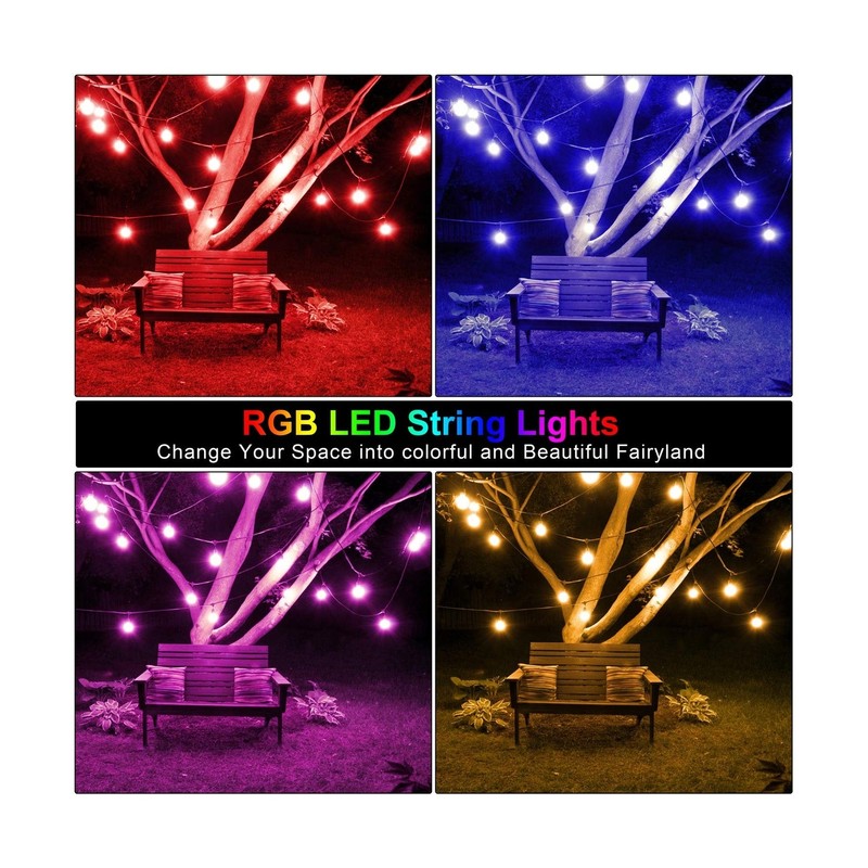 Mlambert 144Ft(3x48ft) Multicolor Outdoor Patio Lights, Dimmable RGB Cafe Str... gallery