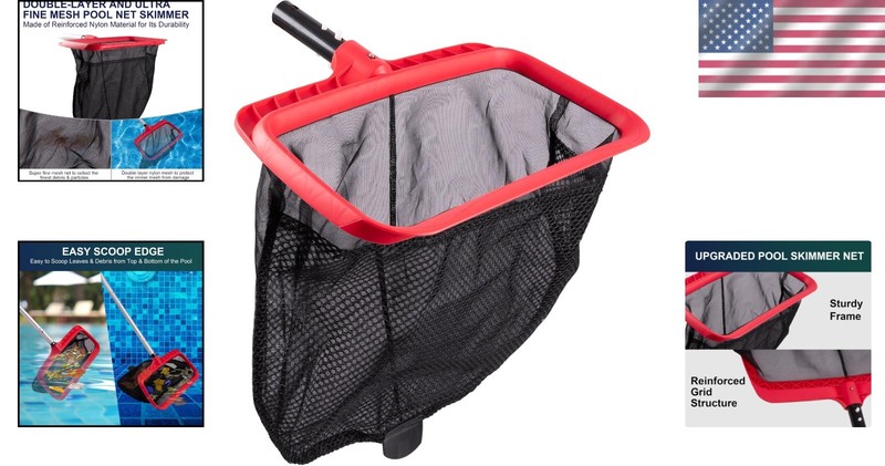 Reinforced Frame Pool Leaf Net for Cleaning Debris gallery