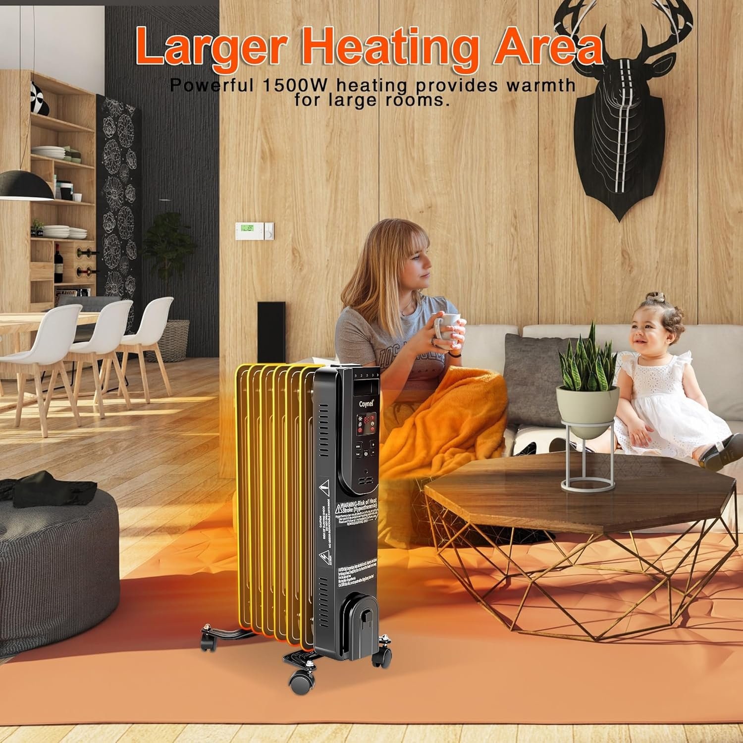 7-Fin Electric Oil Filled Radiator Space Heater 1500W Thermostat Room Radiant gallery