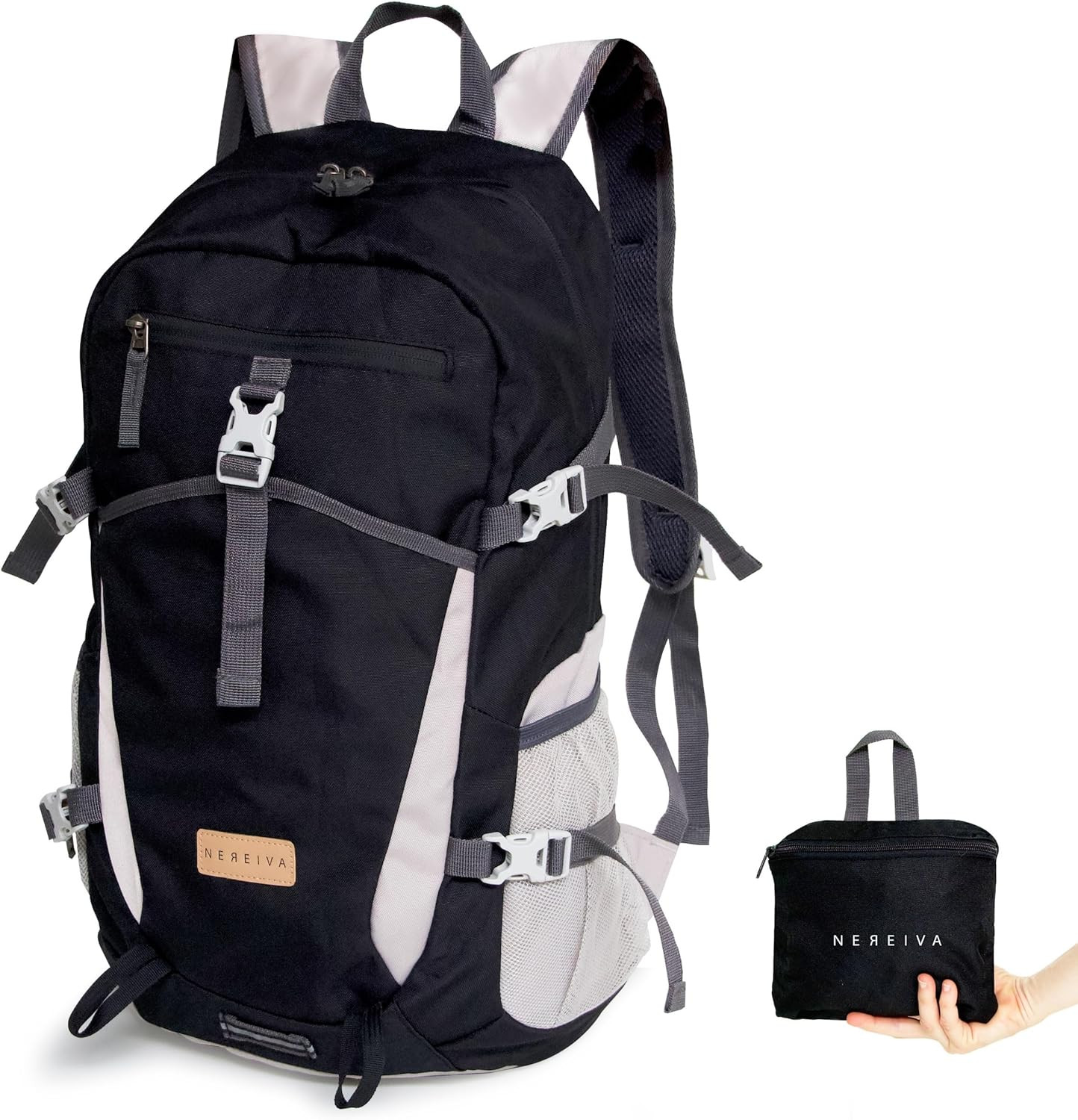 Foldable Backpack with Rain Cover – Multiple Pockets – Waterproof Lightweight Pa