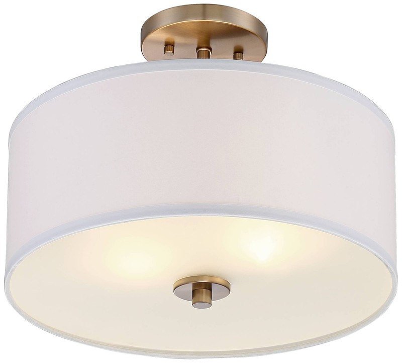 Halsted Modern Ceiling Light Semi Flush Mount Fixture 15" Warm Brass White Shade gallery