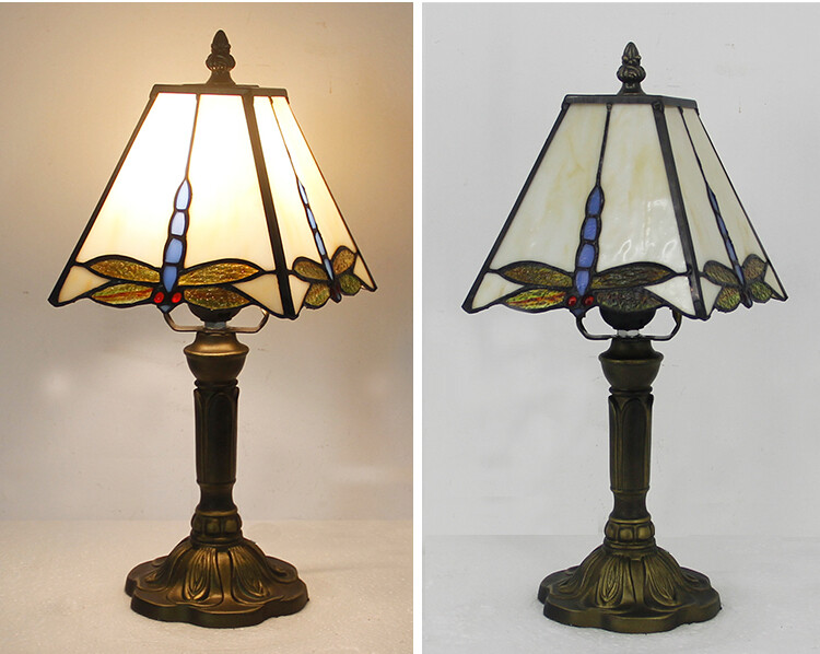 Retro Pyramid Dragonfly Stained Glass Tiffany style Table Bedside Reading lamp gallery