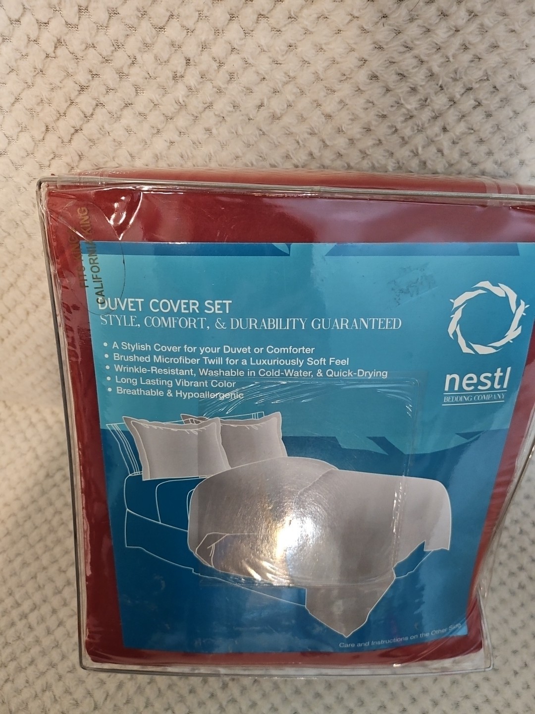 Duvet Cover 3pc Set King & California King in Burgundy Nestl NEW gallery