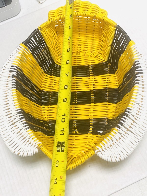 Bee Wicker Basket Ciroa NEW Plastic Resin 13x11.5” Bumble Yellow Black gallery