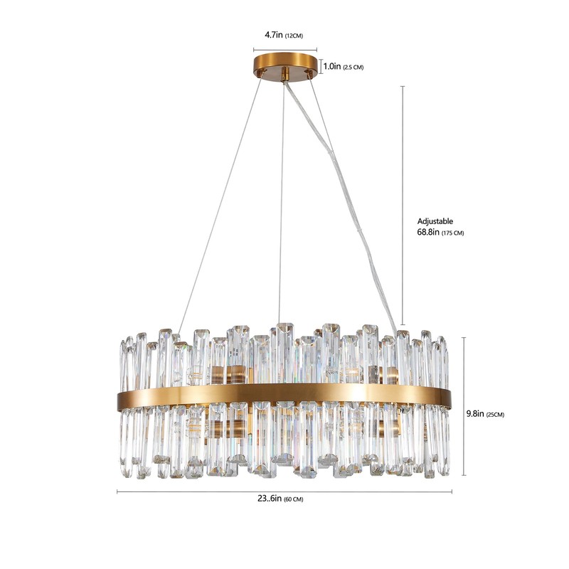 24'' Crystal Chandelier 12 Light Modern LED Gold Pendant Ceiling Kitchen Fixture gallery