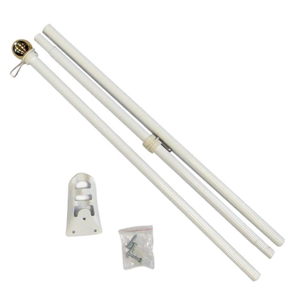 6' 6ft White Steel Flag Pole Kit With Gold Ball Topper Residential Kit gallery