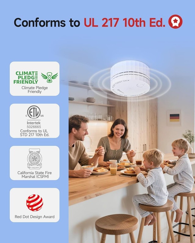 Smoke Detector Wireless Interconnected Battery Operated 5 Pack Heiman UL 10th gallery