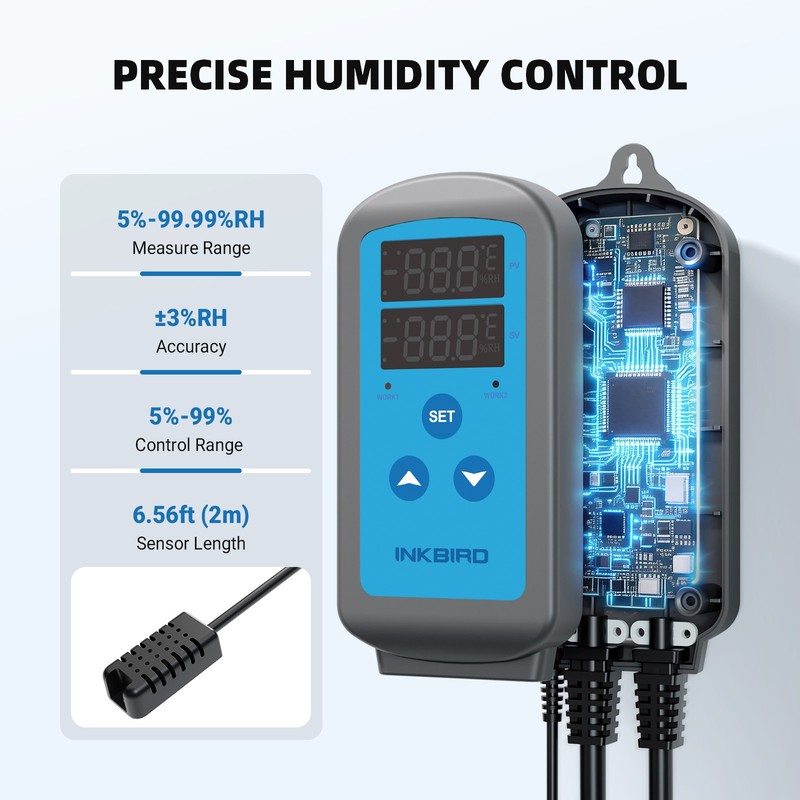 INKBIRD Humidity Controller Pre-Wired Digital Humidifier Dehumidifier Mushroom gallery