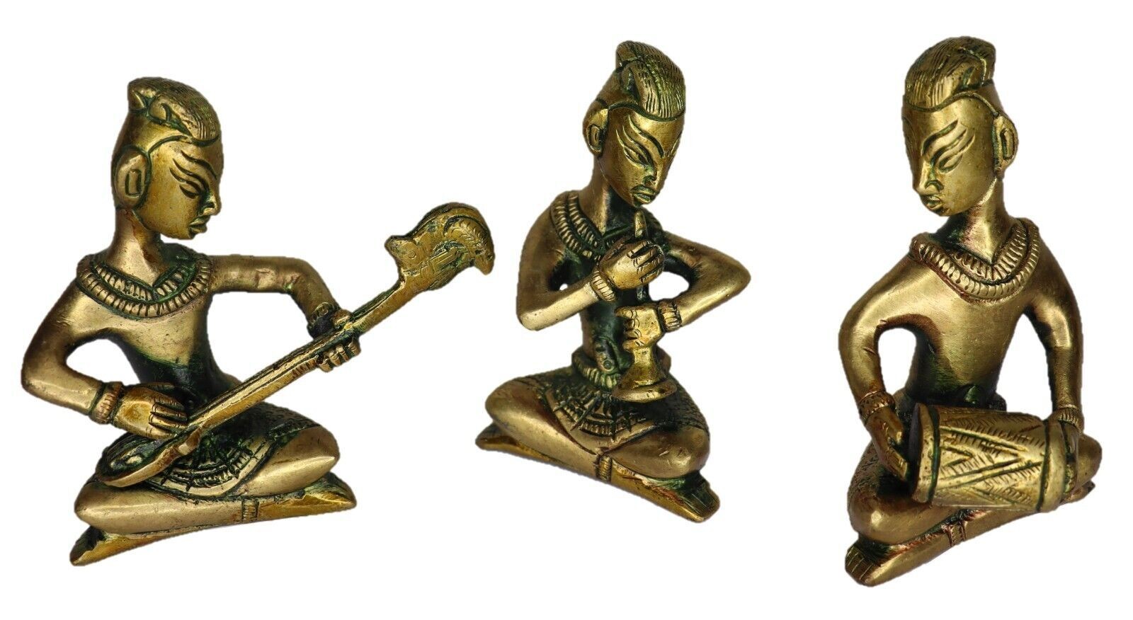 Three Musician Statue Antique Style Handmade Brass Figure Home Decor Figurine gallery