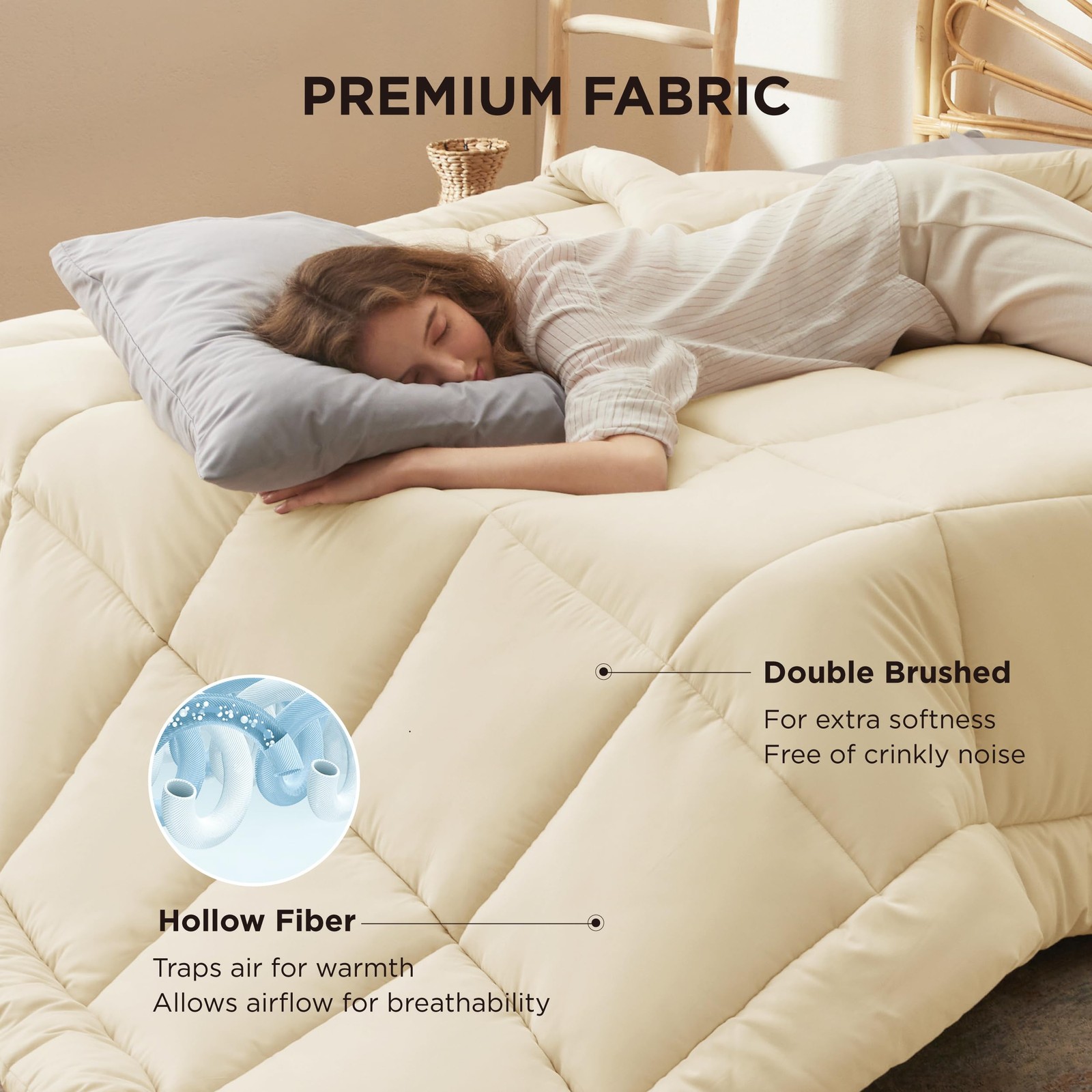 Comforter King Size 90 x 102 Inches Quilted Down Alternative Cream Bedsure Duvet gallery