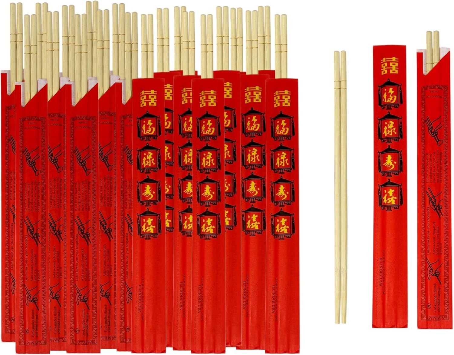 Disposable Bamboo Chopsticks 9'' Individually Fully Wrapped Chinese Chopsticks gallery