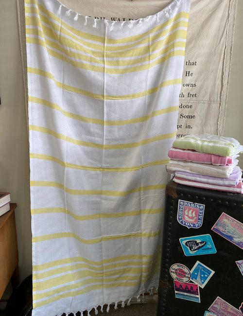 Linum Home Textiles Yellow Herringbone Stripe Pestemal Beach Pool Towel New Bath gallery