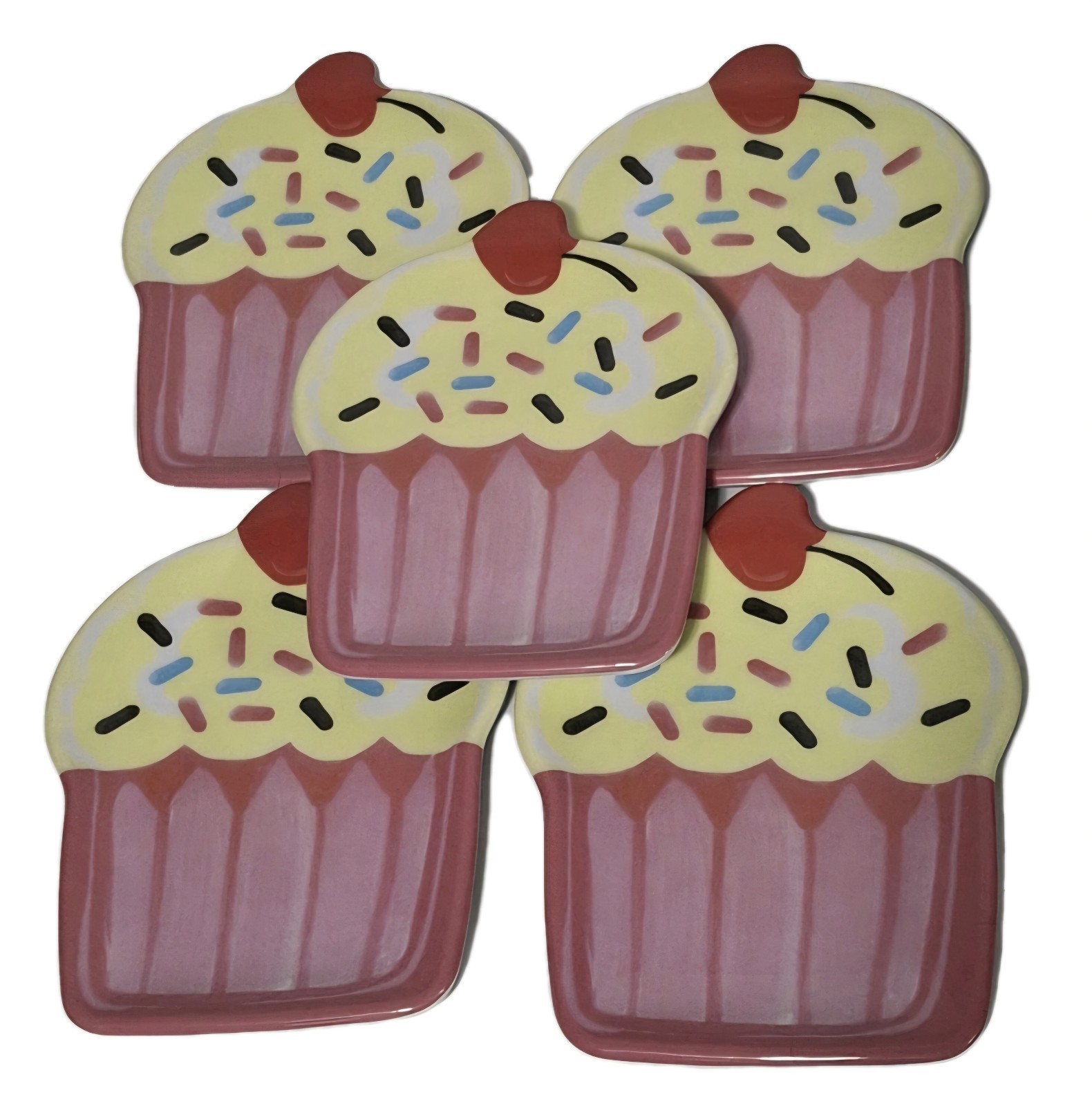 Set 10 CUPCAKE shaped Melamine Snack Plates Kane Home new with labels gallery