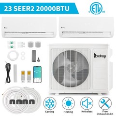 20000 BTU Dual 2 Zone Mini Split Air Conditioner & AC Heat Pump WIFI 9000 +12000