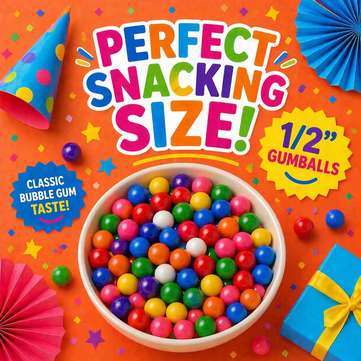 Bulk Mini Gumballs 1/2 Inch, 4 LB Bag Rainbow Naturally Colored Gum No Artificia gallery