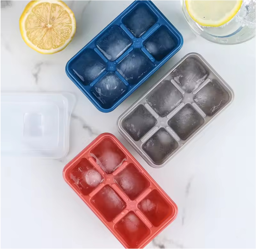 🧊 Silicone Ice Cube Tray – 6 Grid Reusable Mold with Lid gallery
