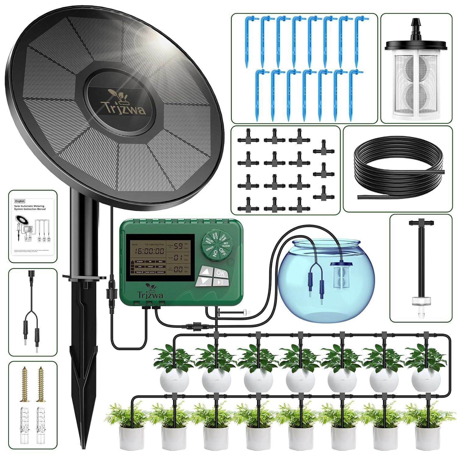 Solar Automatic Irrigation System Balcony Garden Watering with15 Potted Plants gallery