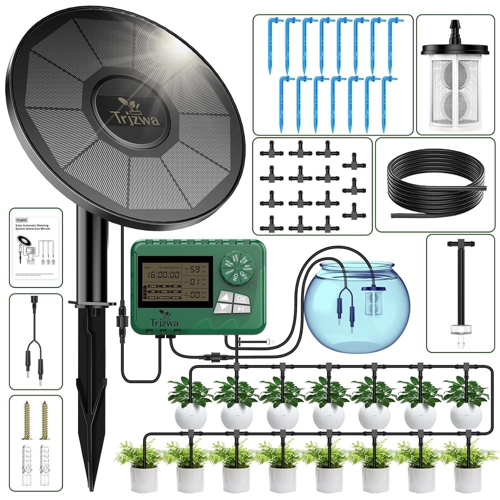 Solar Automatic Irrigation System Balcony Garden Watering with15 Potted Plants