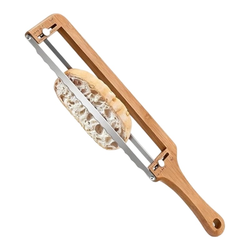 Manual Adjustable Bread Knife Bamboo Bread Knife With Stainless Steel Blade gallery