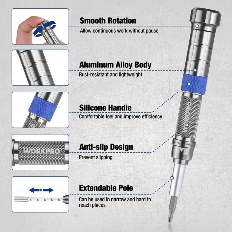 WORKPRO 24 in 1 Screwdriver Set w/Extendable Pole Magnetic Mini Repair Tool Kits gallery