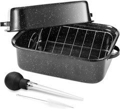 21in Roasting Pan w/ Rack Extra Large Turkey Roaster 25lb Capacity