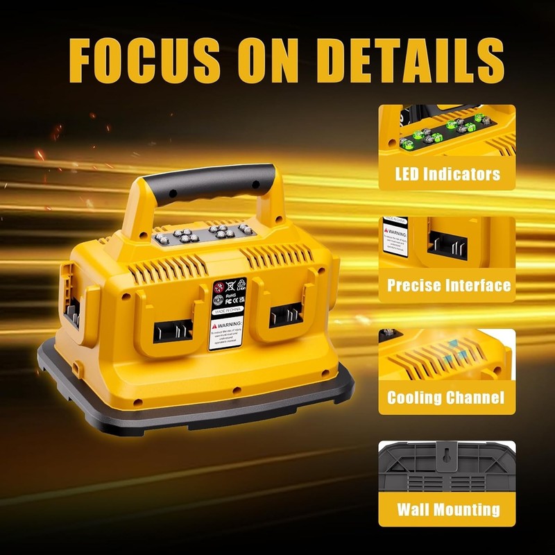For Dewalt 20V 60V Max 6 Port Multi Fast Charger Station DCB104 DCB118 DCB1112 gallery