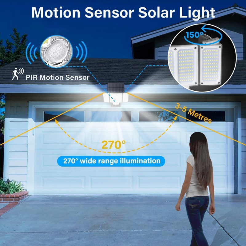 280 LED Solar Street Light Motion Sensor Outdoor Garden Wall Security Flood Lamp gallery