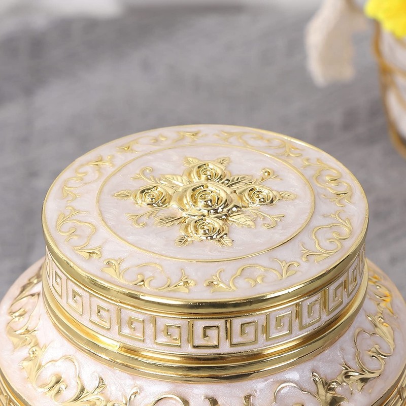 Medium Urn for Human Ashes - Rose Flower Cremation - Gold gallery