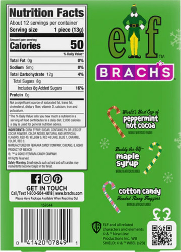Brach's (12) ELF Candy Canes - Peppermint Hot Cocoa - Maple Syrup - Cotton Candy gallery