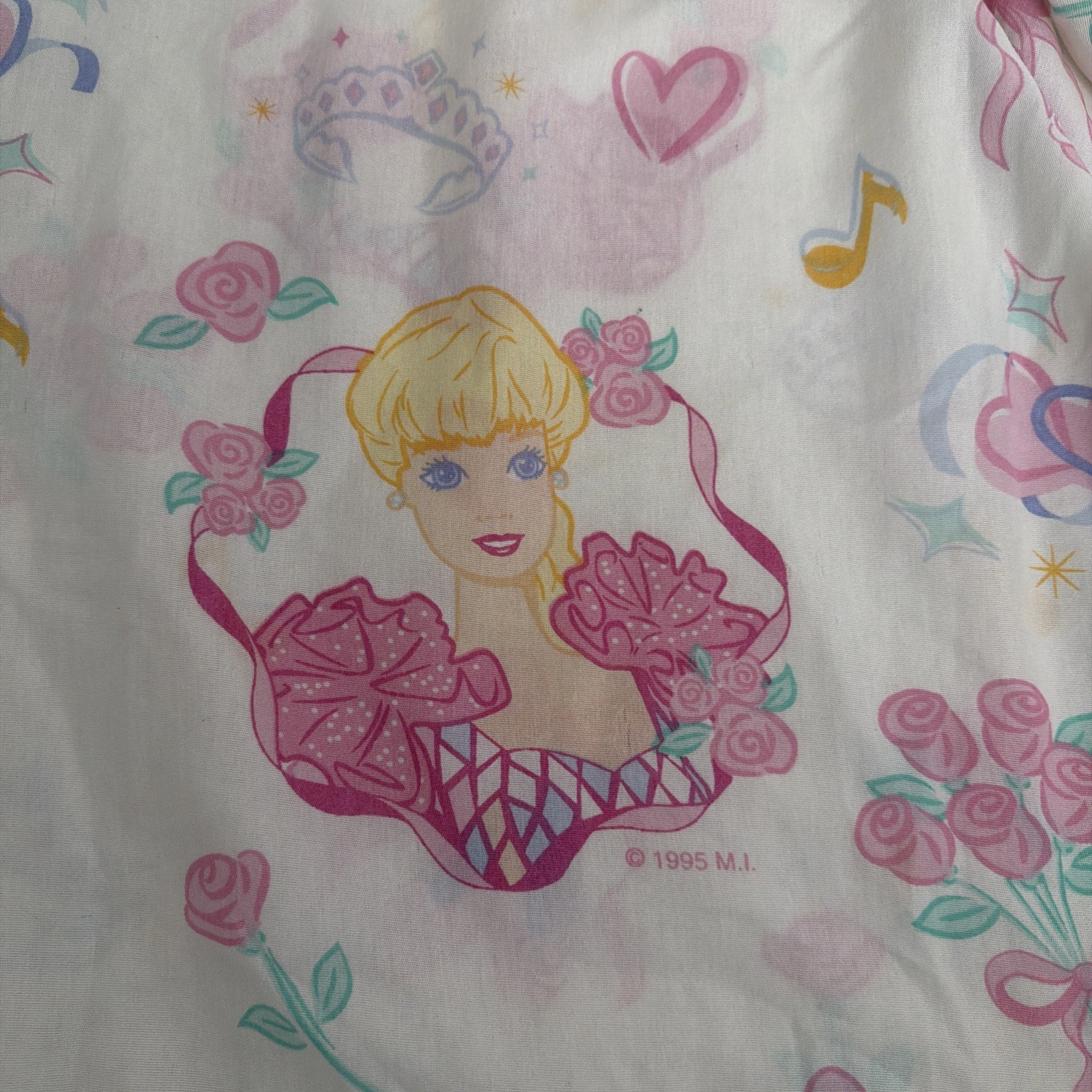 Vintage 1995 Barbie Twin Size Fitted Bottom Bed Sheet Ballerina USA Bibb (Read) gallery