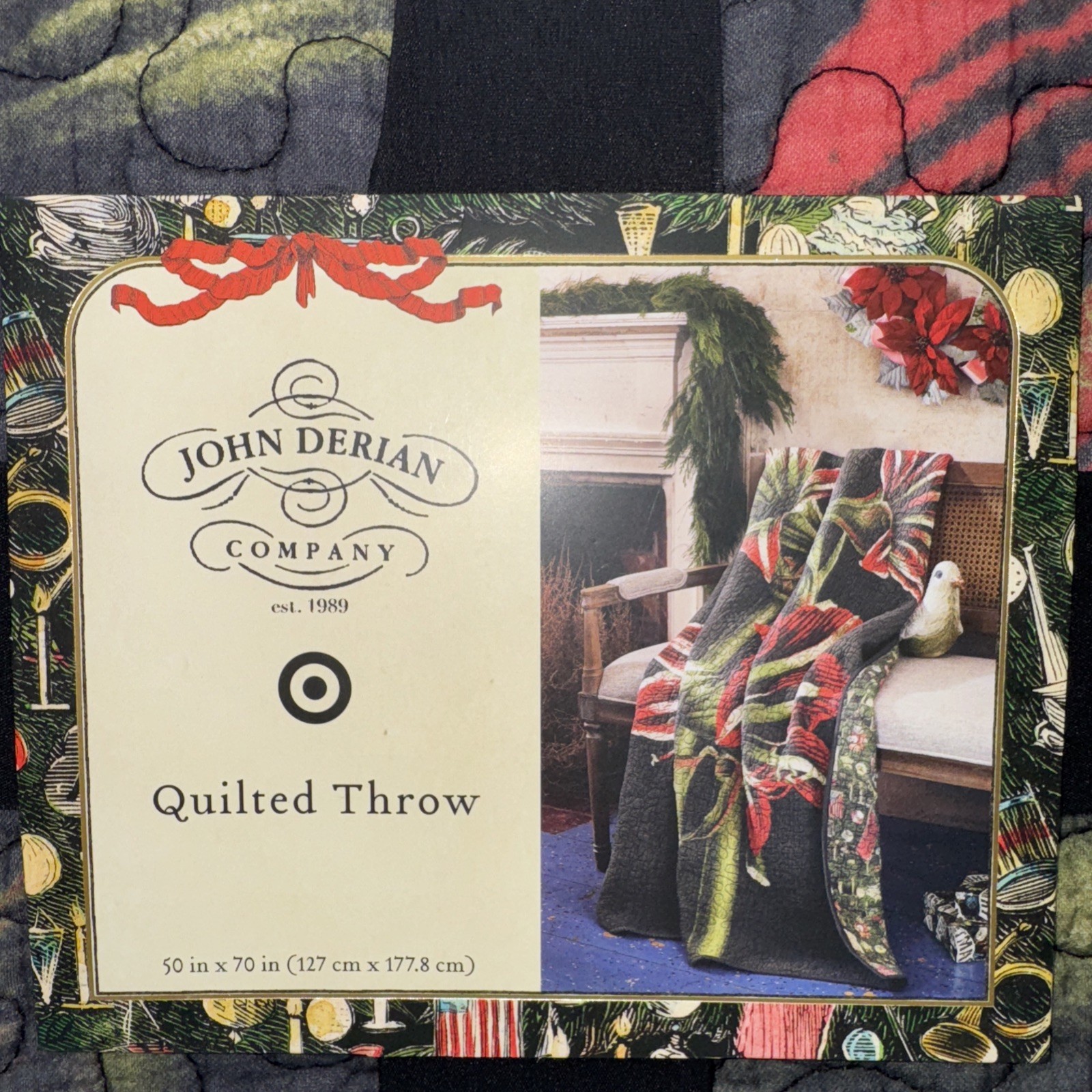 John Derian Company Quilted Throw Blanket 50x70” Target Holiday Floral NWT gallery