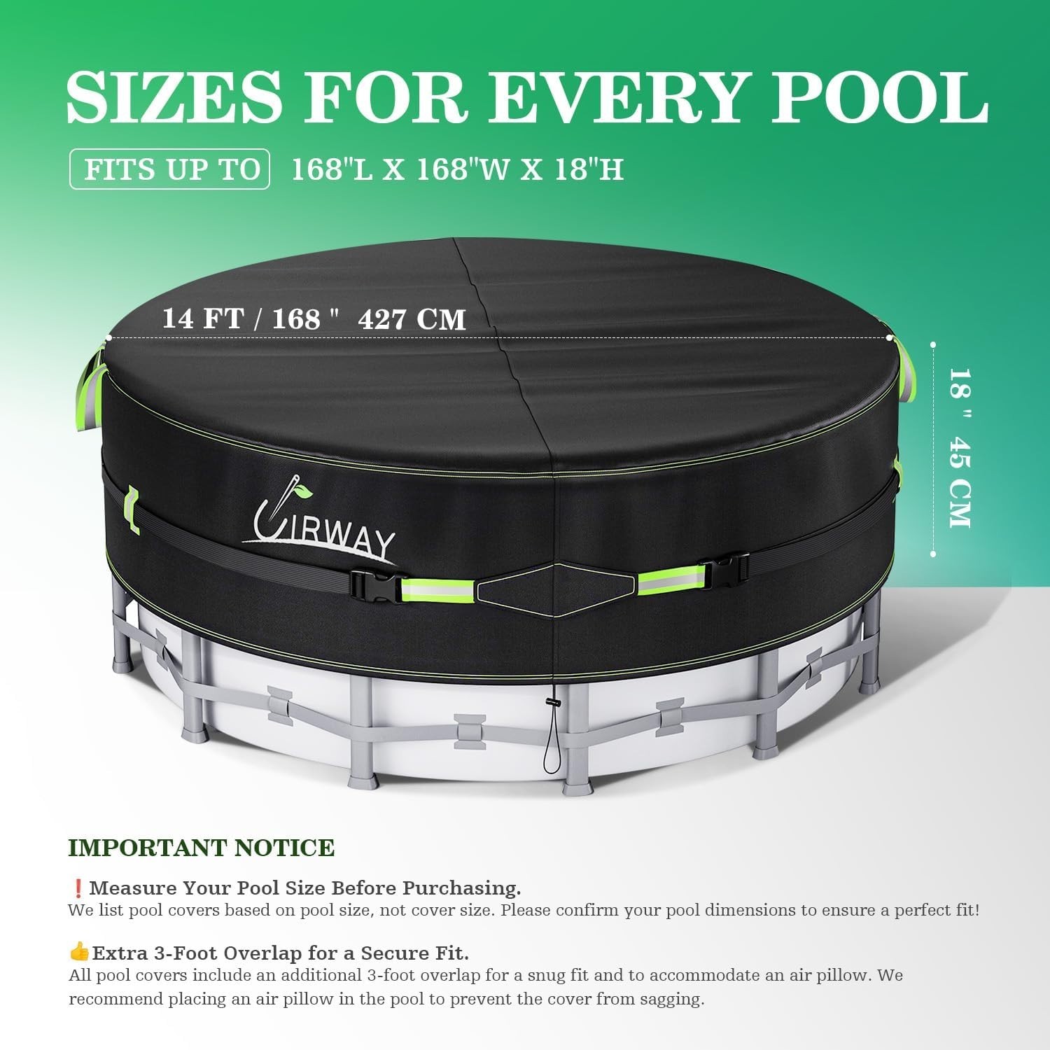 14 Ft round Pool Cover with Reflective Strips, Swimming Pool Cover for above Gro gallery