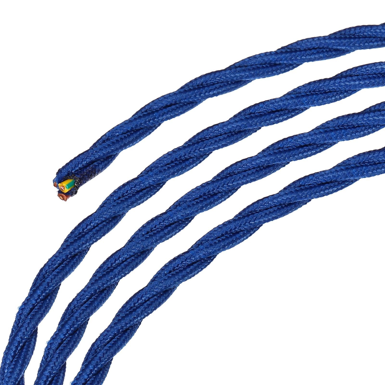 Twisted Cloth Covered Wire 3 Core 18AWG 5m/16.4ft,Electrical Cable,Blue gallery