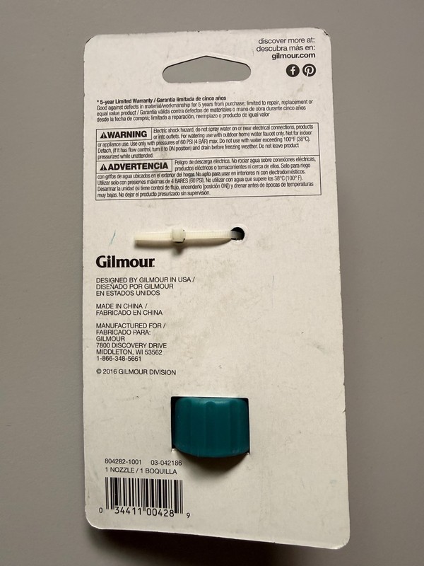 Gilmour 3 pattern Adjustable Multi-Pattern Polypropylene Hose Nozzle gallery