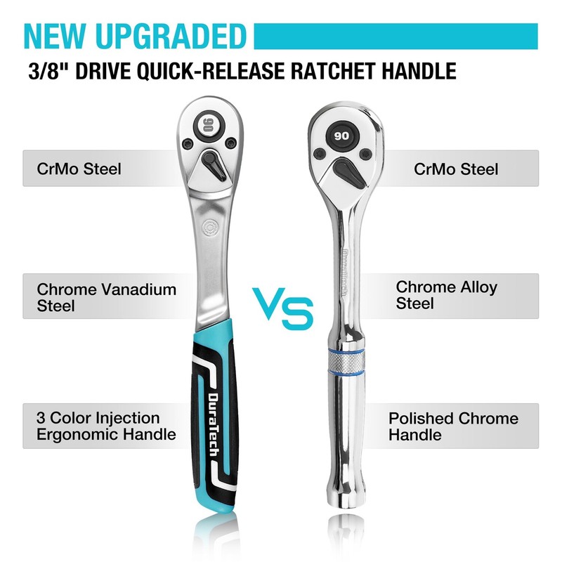 DURATECH 3/8" Drive Ratchet 90-Tooth Quick-release Ratchet Wrench Ratchet Handle gallery